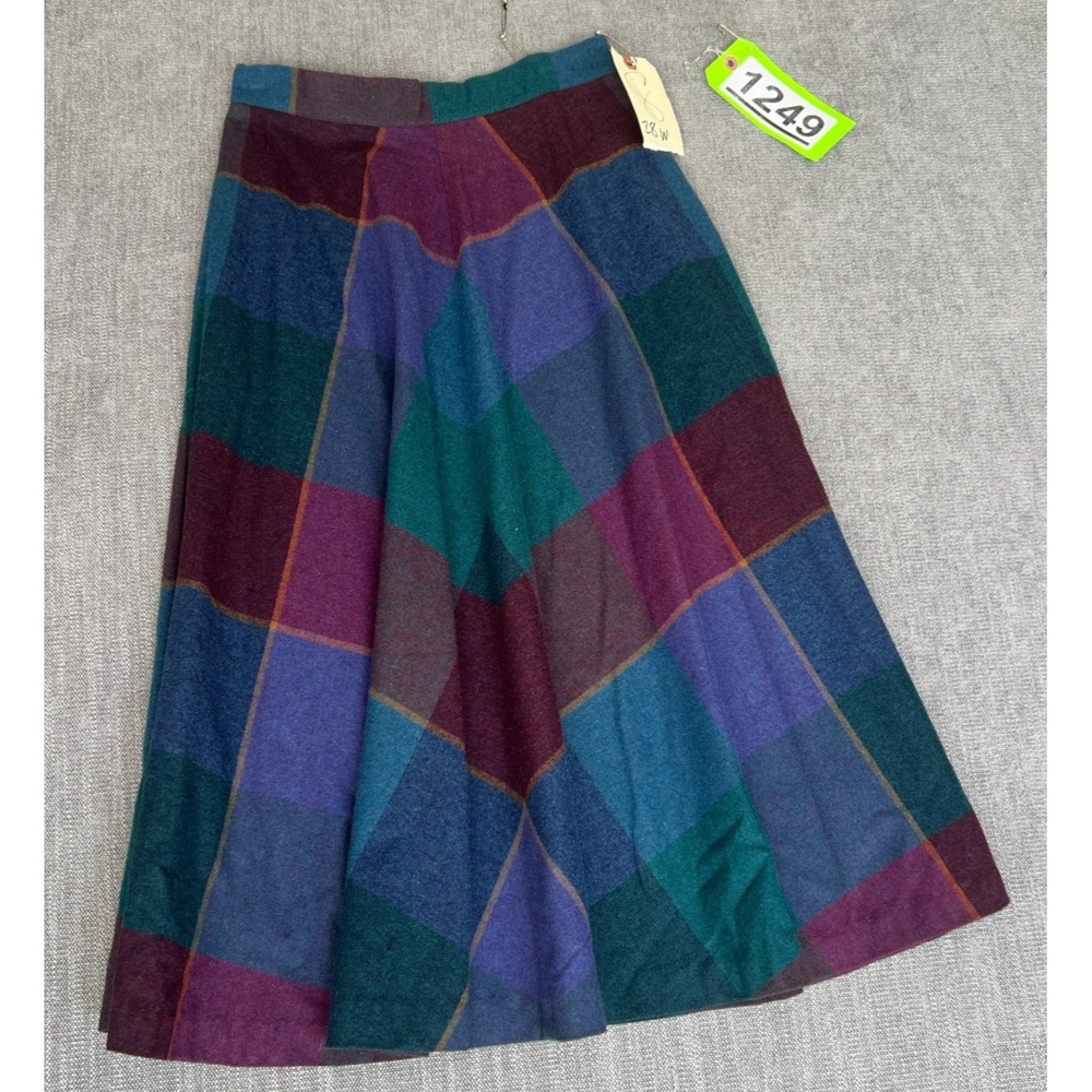 Vintage Trousers Up Maxi Skirt Womens S 11/12 Multi Plaid Back Zip Office Career